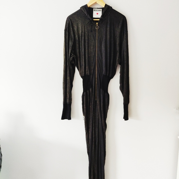 MOSCHINO Black & Gold Zipper Hoodie Jumpsuit - Picture 12 of 13